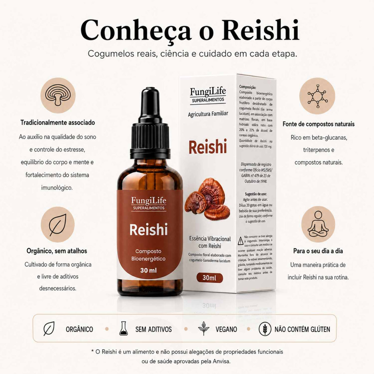Kit 3 Cogumelo Reishi | Extrato Líquido 30ml