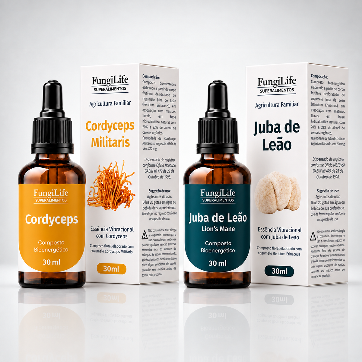 Kit Foco e Energia | Juba de Leão + Cordyceps | Extrato Líquido 30ml