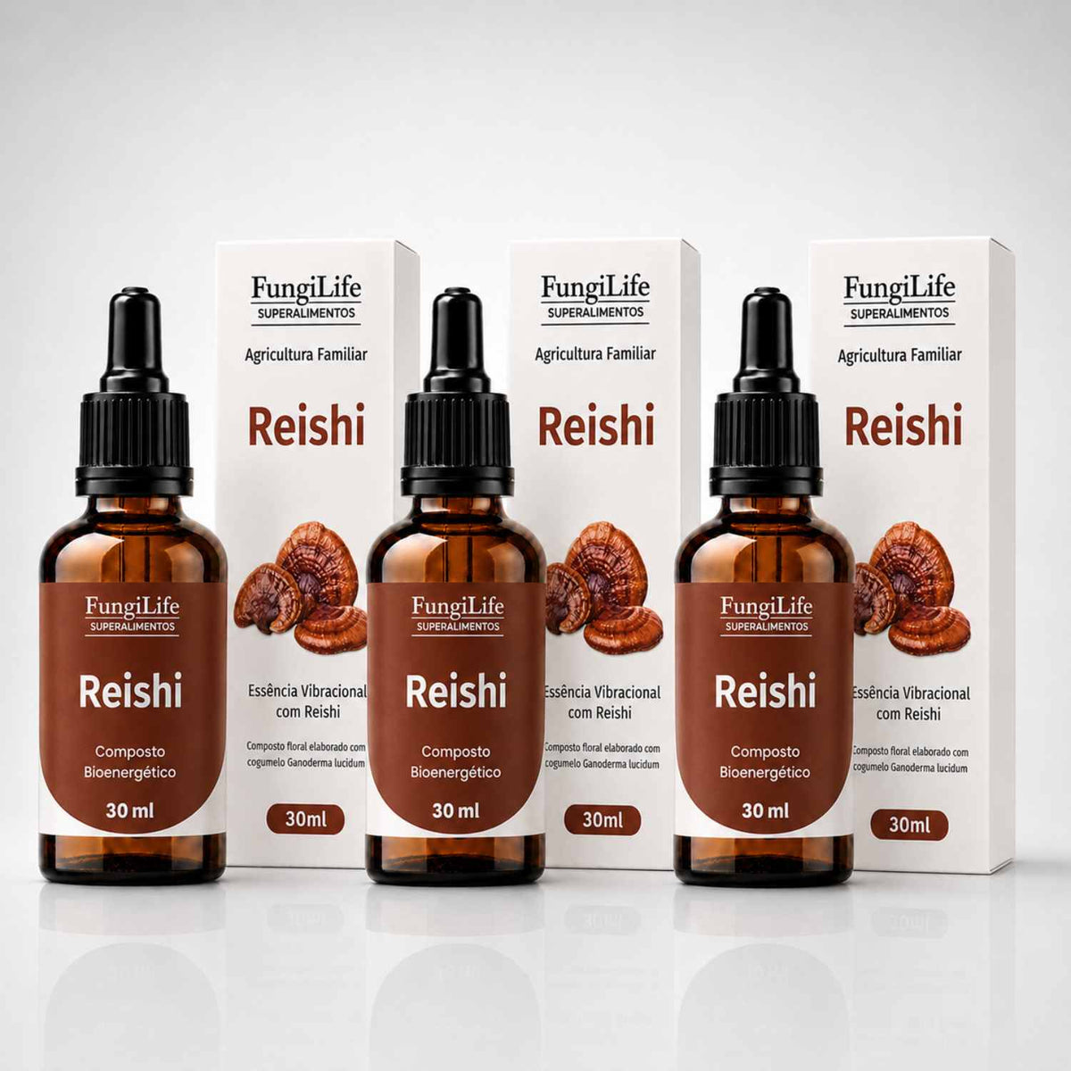 Kit 3 Cogumelo Reishi | Extrato Líquido 30ml