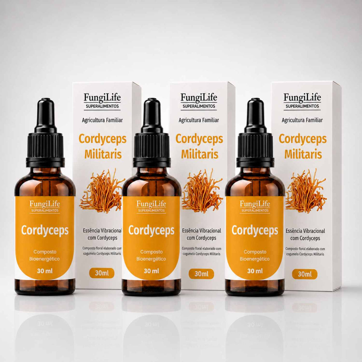 Kit 3 Cogumelo Cordyceps Militaris | Extrato Líquido 30ml