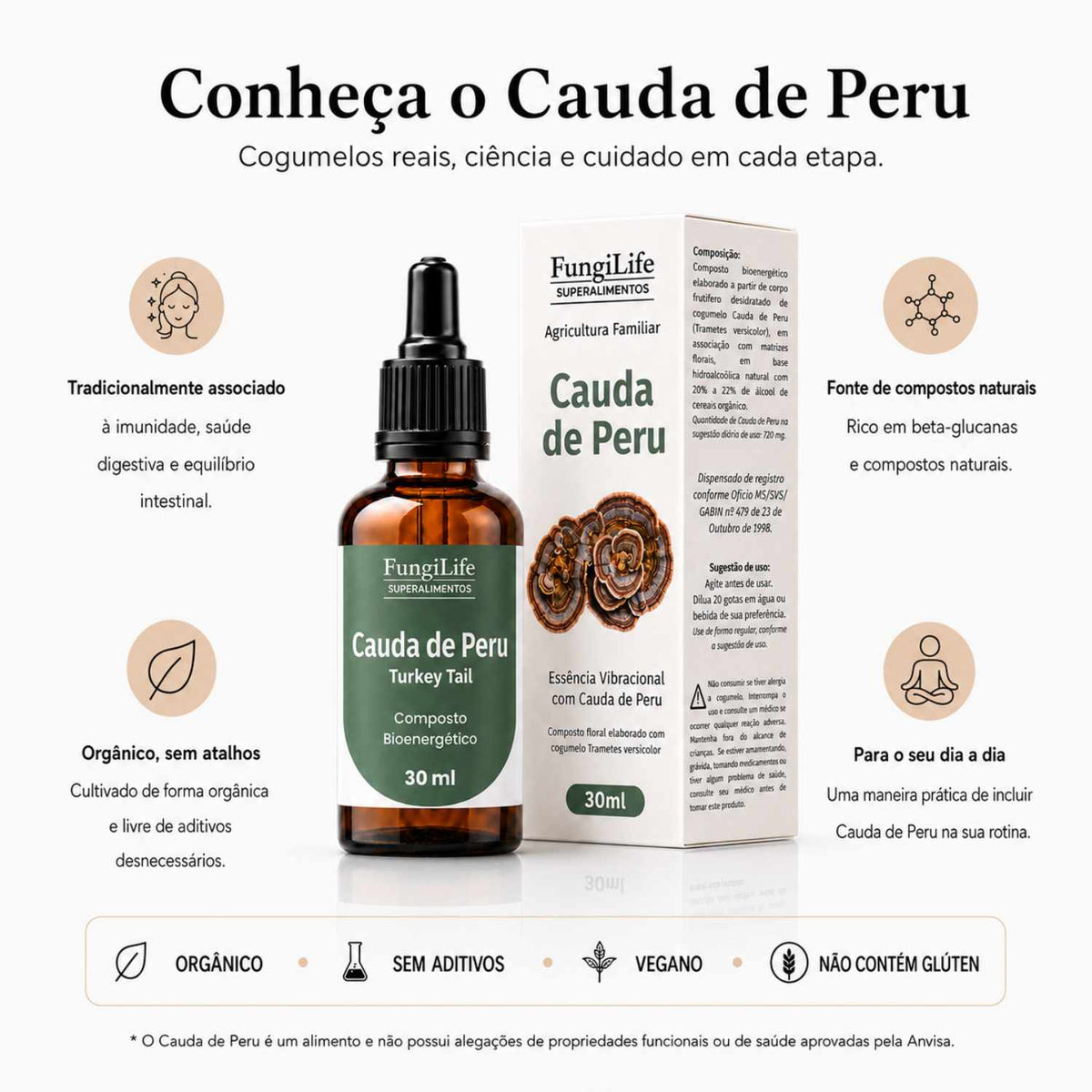 Cogumelo Cauda de Peru | Extrato Líquido 30ml