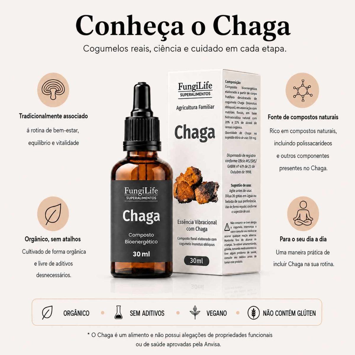 Cogumelo Chaga | Extrato Líquido 30ml
