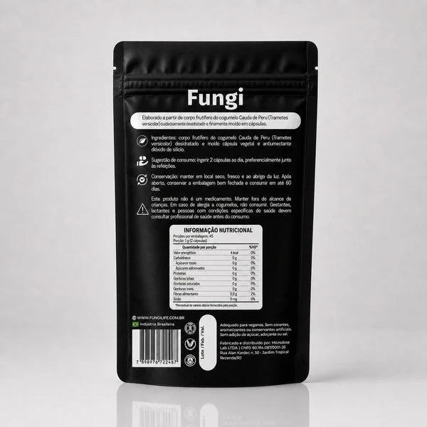 Cogumelo Turkey Tail (Cauda de Peru) | Extrato Encapsulado 90 caps
